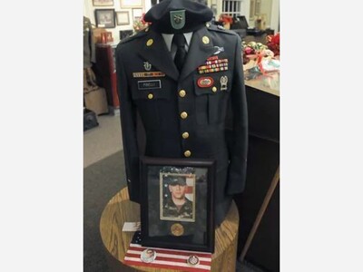 A Variety of Uniforms on Display at Franklin Historical Museum 