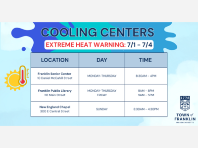 Franklin Announces  Cooling Centers,  Advice